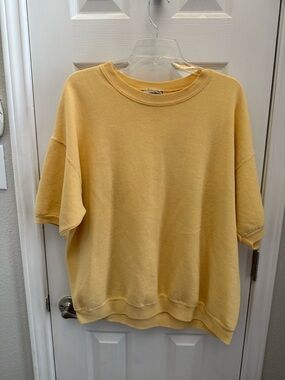 Lee Yellow Short-Sleeve Cotton Blend Sweatshirt